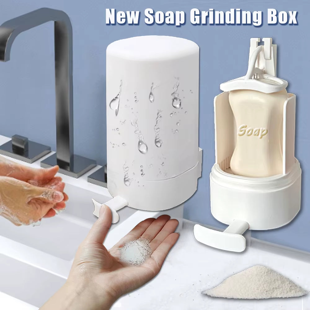 Wall-Mounted Soap Grinder - 3 Adjustable Grinding Levels, Waterproof Refillable Soap Dispenser for Bathroom & Kitchen, Compact S