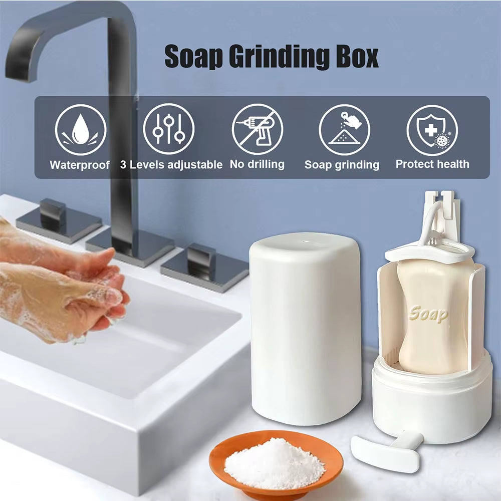 Wall-Mounted Soap Grinder - 3 Adjustable Grinding Levels, Waterproof Refillable Soap Dispenser for Bathroom & Kitchen, Compact S